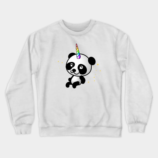 Cute Panda Unicorn Crewneck Sweatshirt by smilingnoodles